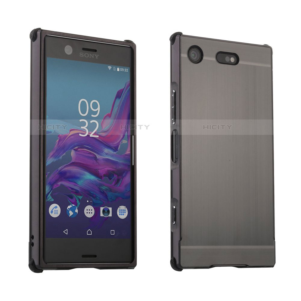 Handyhülle Hülle Luxus Aluminium Metall Tasche für Sony Xperia XZ1 Compact Grau