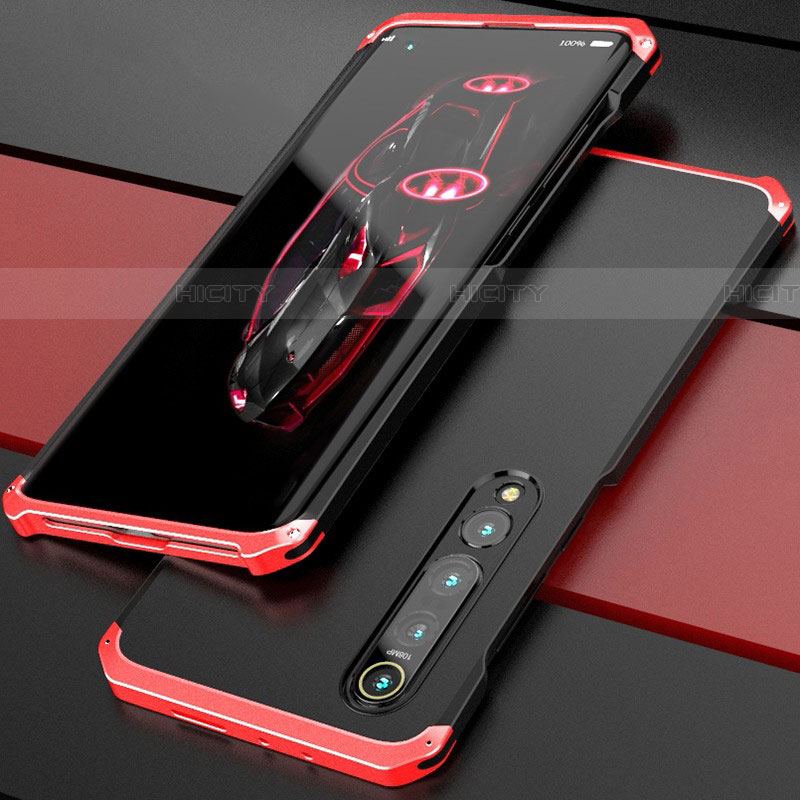 Handyhülle Hülle Luxus Aluminium Metall Tasche für Xiaomi Mi 10 Pro Rot und Schwarz