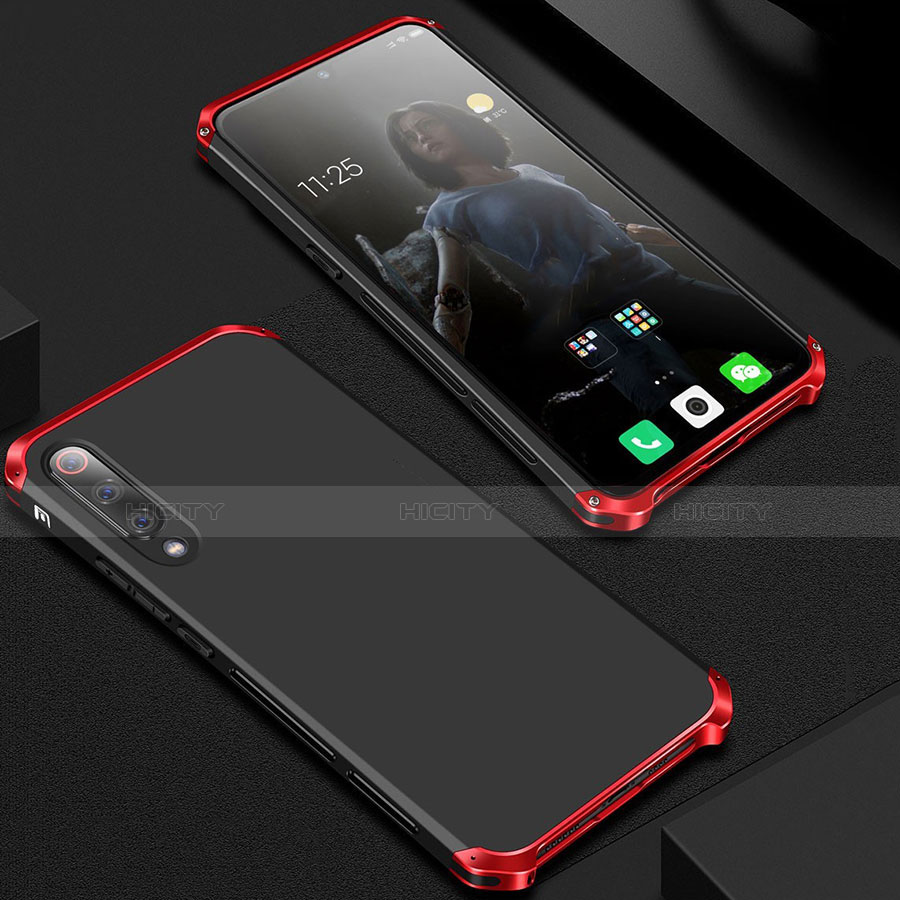 Handyhülle Hülle Luxus Aluminium Metall Tasche für Xiaomi Mi 9 Rot und Schwarz