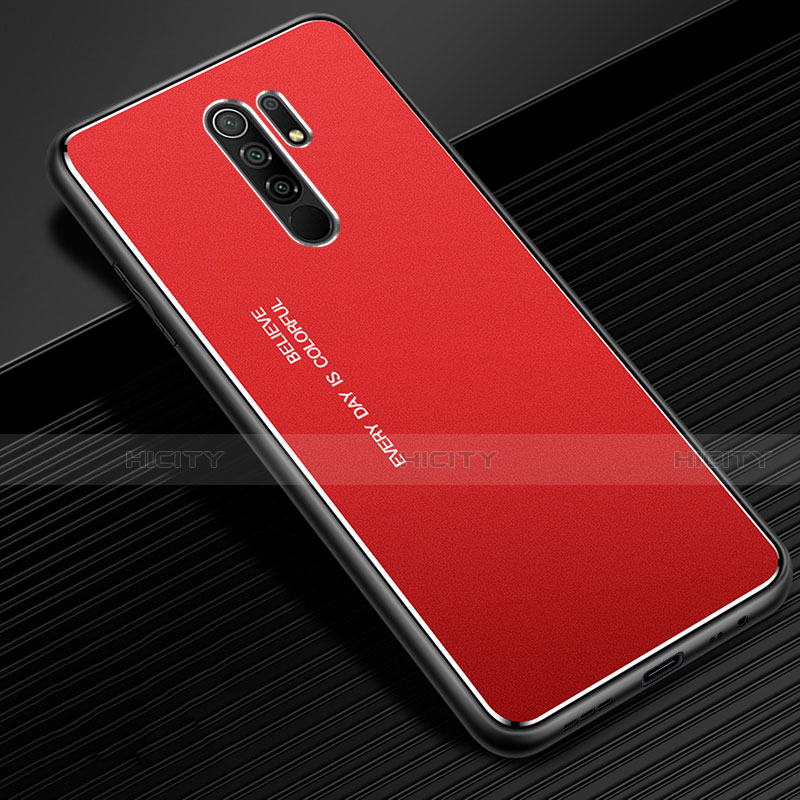 Handyhülle Hülle Luxus Aluminium Metall Tasche für Xiaomi Redmi 9 Rot