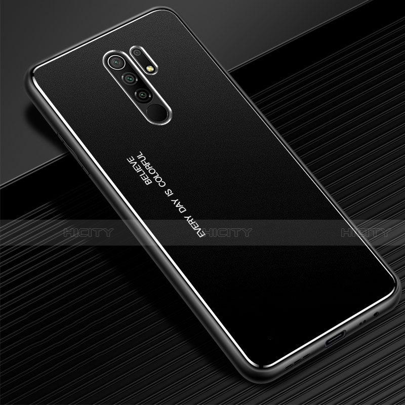 Handyhülle Hülle Luxus Aluminium Metall Tasche für Xiaomi Redmi 9 Schwarz Plus