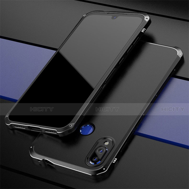 Handyhülle Hülle Luxus Aluminium Metall Tasche für Xiaomi Redmi Note 7 Pro Schwarz