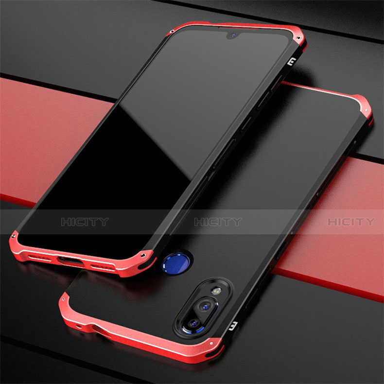 Handyhülle Hülle Luxus Aluminium Metall Tasche für Xiaomi Redmi Note 7 Rot und Schwarz Plus