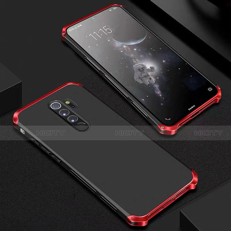 Handyhülle Hülle Luxus Aluminium Metall Tasche für Xiaomi Redmi Note 8 Pro Rot und Schwarz