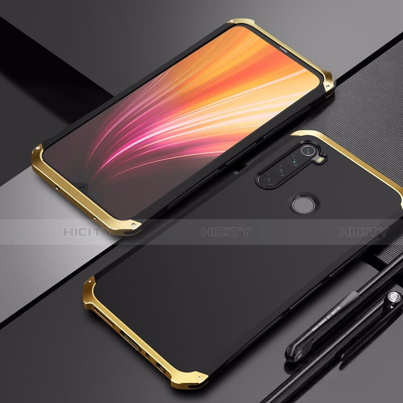 Handyhülle Hülle Luxus Aluminium Metall Tasche für Xiaomi Redmi Note 8T Gold und Schwarz