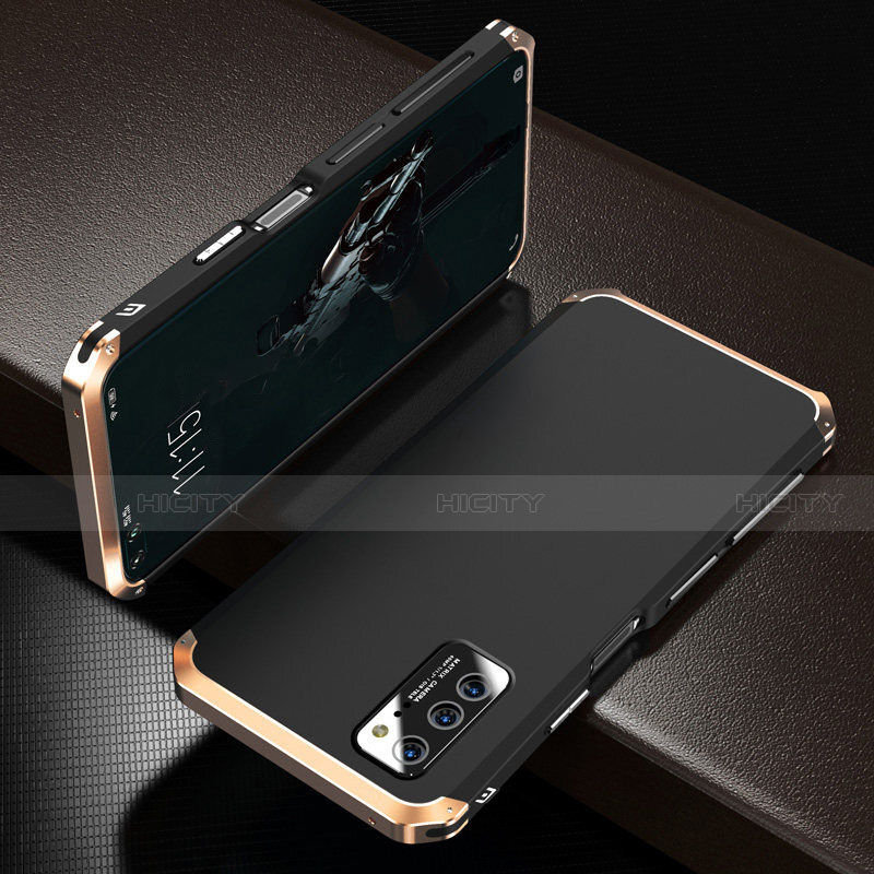 Handyhülle Hülle Luxus Aluminium Metall Tasche M01 für Huawei Honor V30 5G Gold und Schwarz