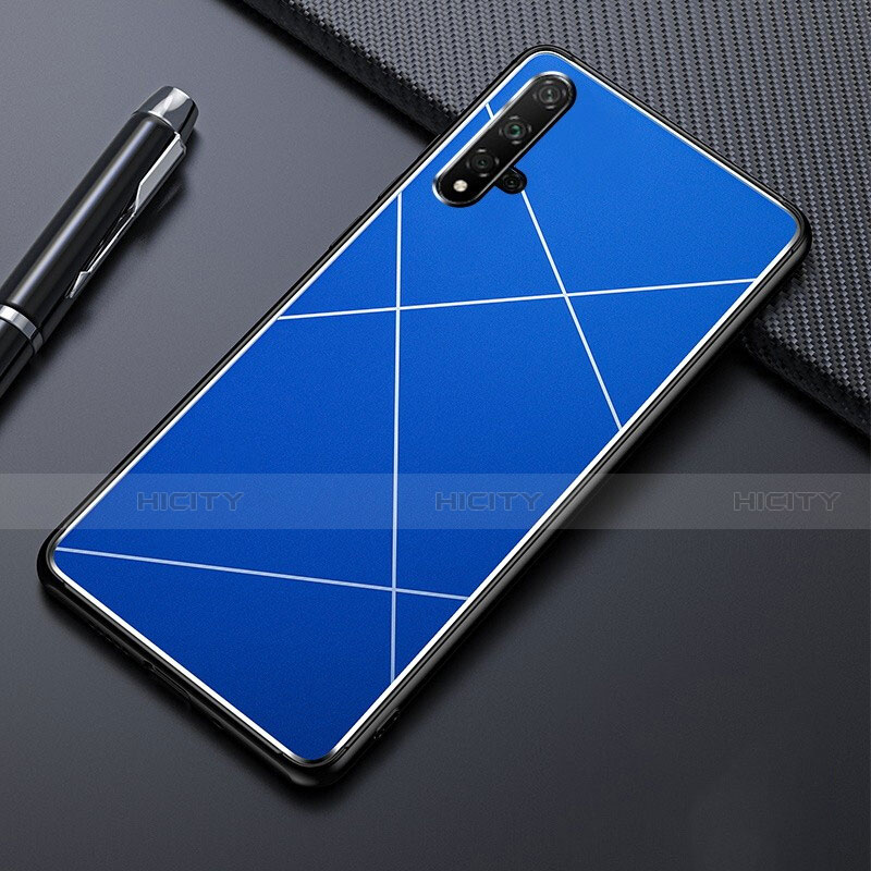 Handyhülle Hülle Luxus Aluminium Metall Tasche M01 für Huawei Nova 5 Pro Blau