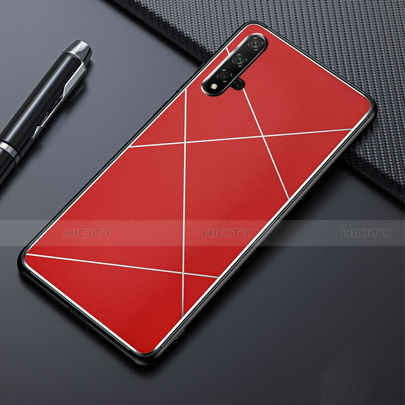 Handyhülle Hülle Luxus Aluminium Metall Tasche M01 für Huawei Nova 5 Rot