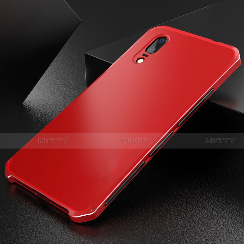 Handyhülle Hülle Luxus Aluminium Metall Tasche M01 für Huawei P20 Rot