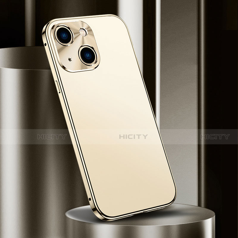 Handyhülle Hülle Luxus Aluminium Metall Tasche M02 für Apple iPhone 14 Gold