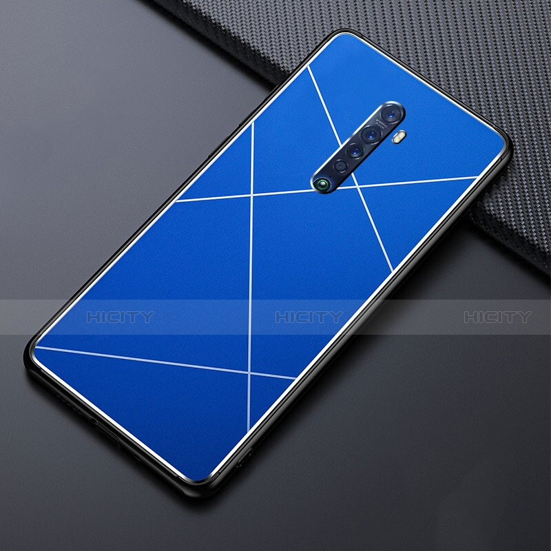 Handyhülle Hülle Luxus Aluminium Metall Tasche M02 für Oppo Reno2 Blau Plus