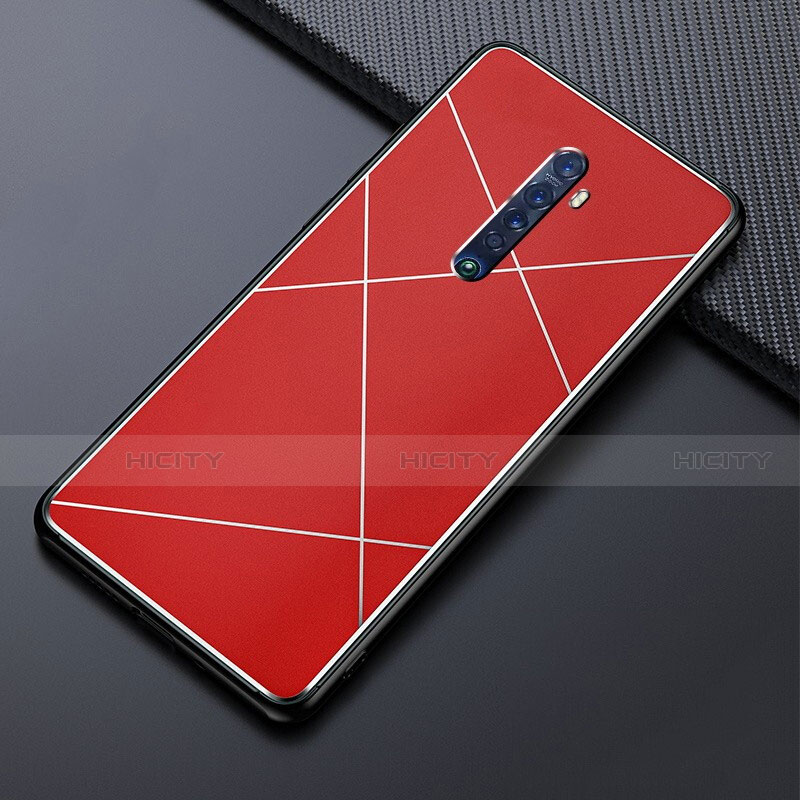 Handyhülle Hülle Luxus Aluminium Metall Tasche M02 für Oppo Reno2 Rot