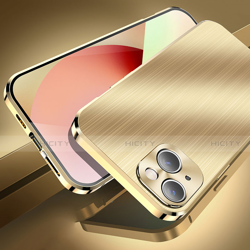Handyhülle Hülle Luxus Aluminium Metall Tasche M06 für Apple iPhone 13 Gold