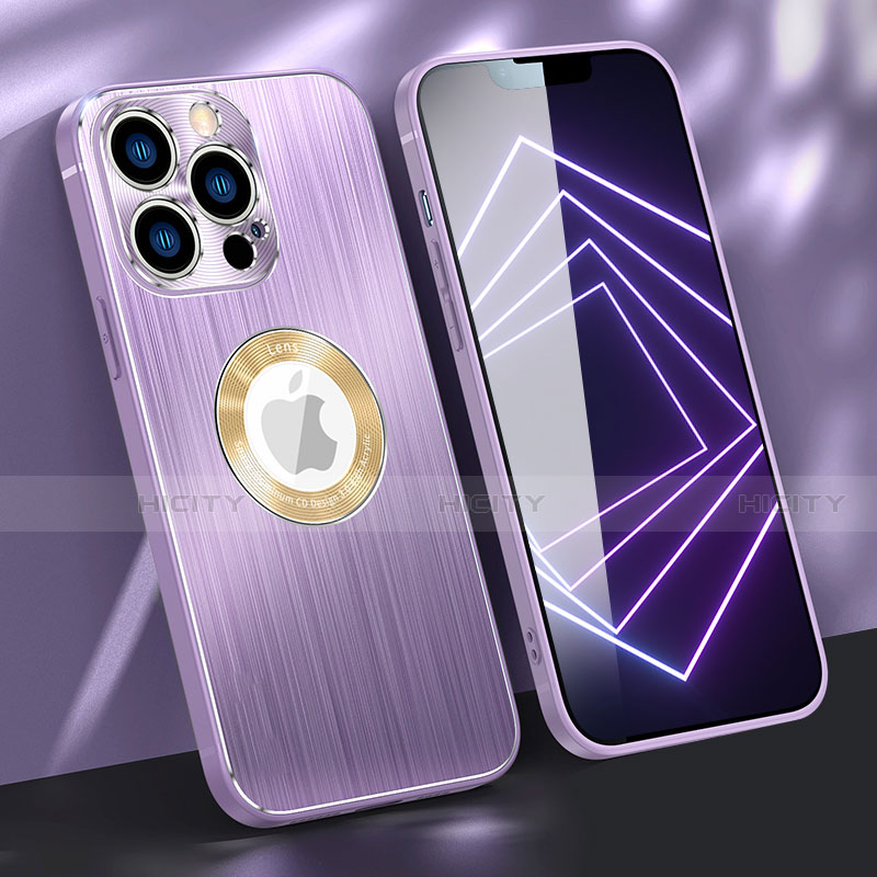 Handyhülle Hülle Luxus Aluminium Metall Tasche M08 für Apple iPhone 13 Pro Max Violett