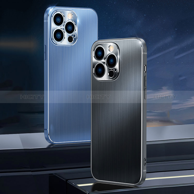 Handyhülle Hülle Luxus Aluminium Metall Tasche M09 für Apple iPhone 14 Pro Max groß