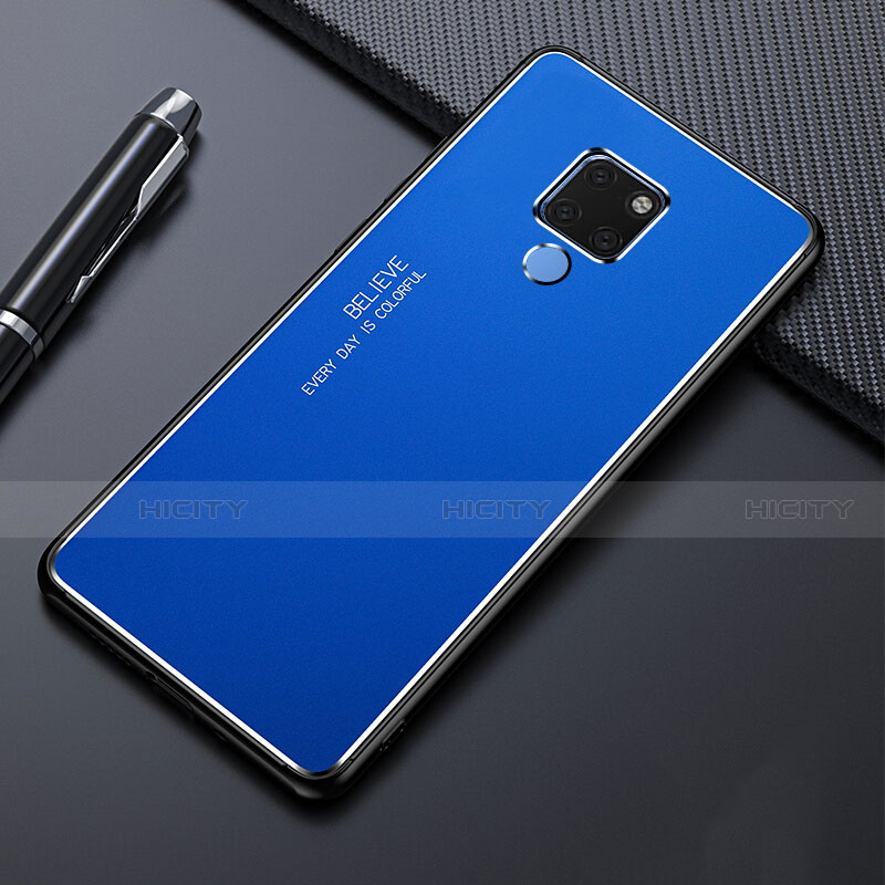 Handyhülle Hülle Luxus Aluminium Metall Tasche T01 für Huawei Mate 20 Blau Plus