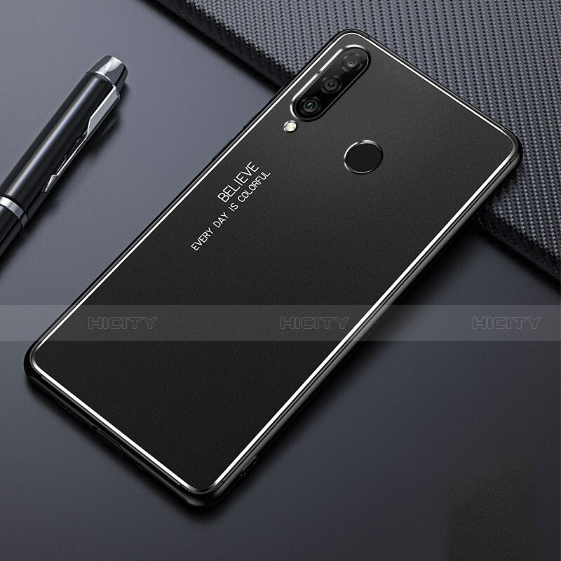 Handyhülle Hülle Luxus Aluminium Metall Tasche T01 für Huawei Nova 4e Schwarz