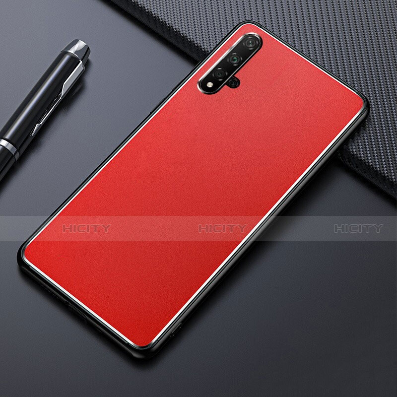 Handyhülle Hülle Luxus Aluminium Metall Tasche T01 für Huawei Nova 5T Rot Plus