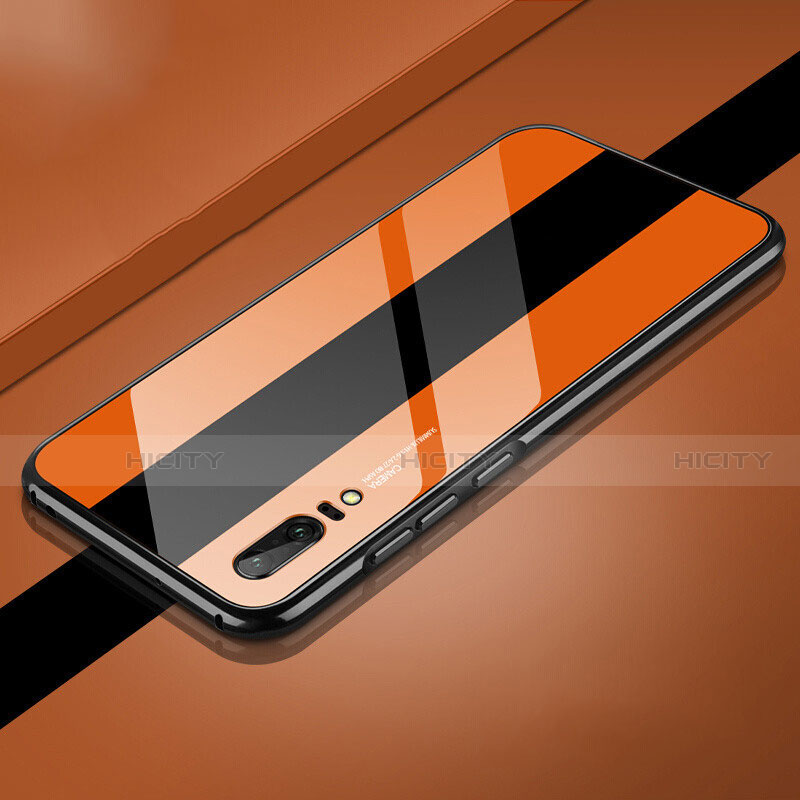 Handyhülle Hülle Luxus Aluminium Metall Tasche T01 für Huawei P20 Orange