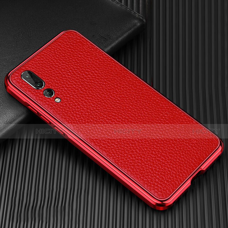 Handyhülle Hülle Luxus Aluminium Metall Tasche T01 für Huawei P20 Pro Rot