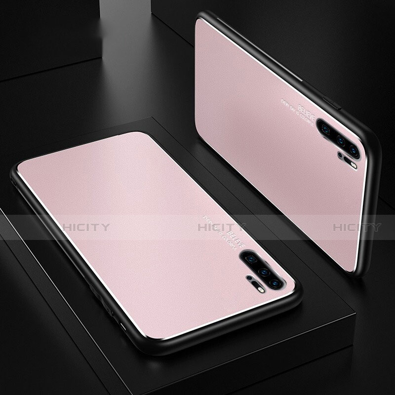 Handyhülle Hülle Luxus Aluminium Metall Tasche T01 für Huawei P30 Pro New Edition Rosa