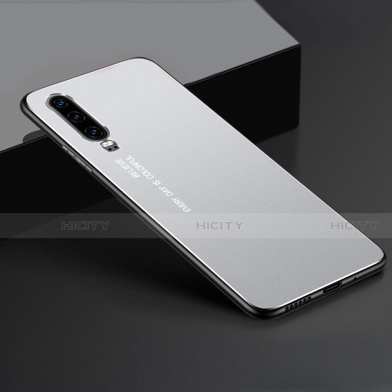 Handyhülle Hülle Luxus Aluminium Metall Tasche T01 für Huawei P30 Silber Plus