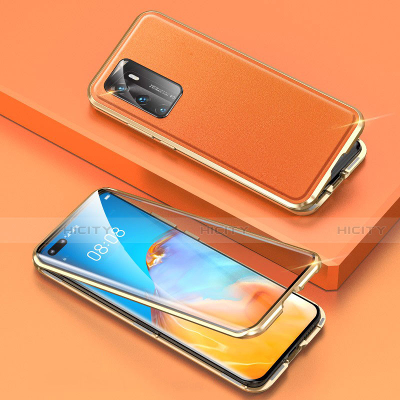 Handyhülle Hülle Luxus Aluminium Metall Tasche T01 für Huawei P40 Orange