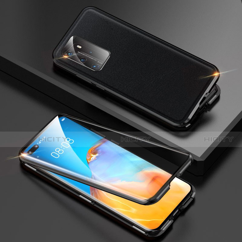 Handyhülle Hülle Luxus Aluminium Metall Tasche T01 für Huawei P40 Pro Schwarz