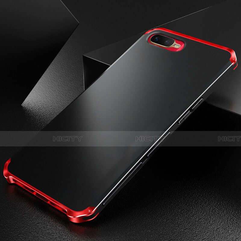 Handyhülle Hülle Luxus Aluminium Metall Tasche T01 für Oppo K1 Rot