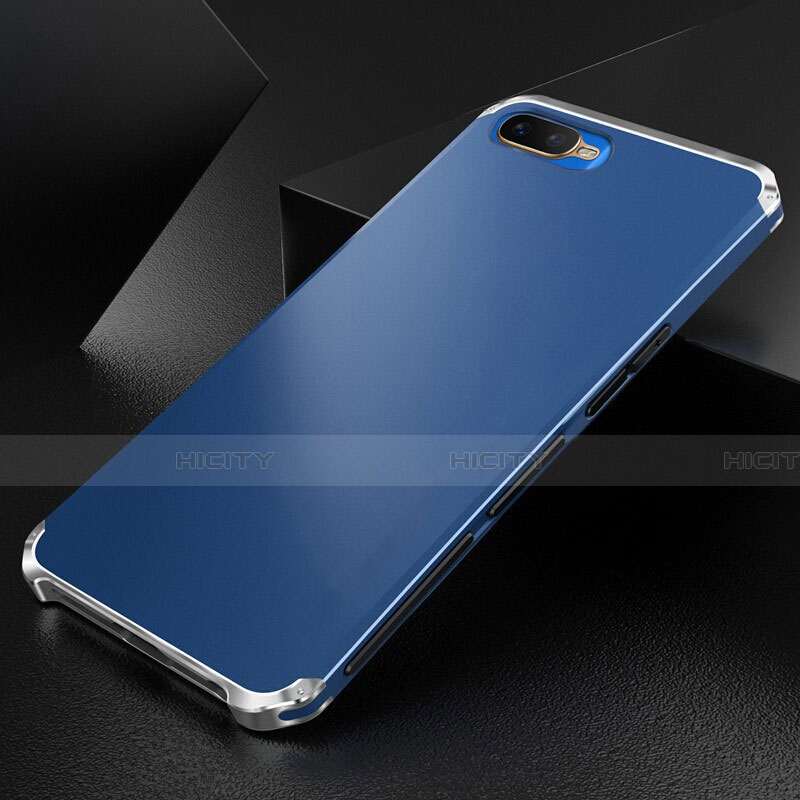 Handyhülle Hülle Luxus Aluminium Metall Tasche T01 für Oppo R15X Blau