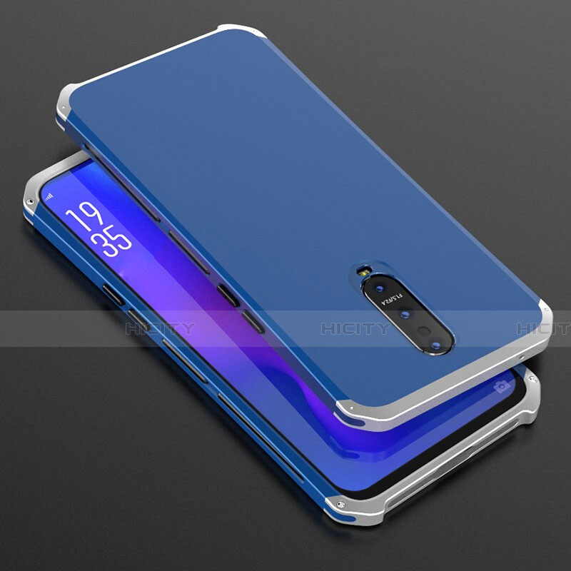 Handyhülle Hülle Luxus Aluminium Metall Tasche T01 für Oppo R17 Pro Blau