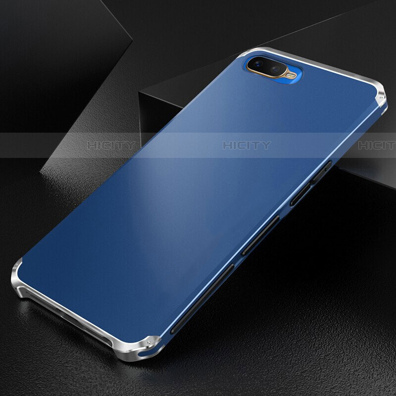 Handyhülle Hülle Luxus Aluminium Metall Tasche T01 für Oppo RX17 Neo Blau