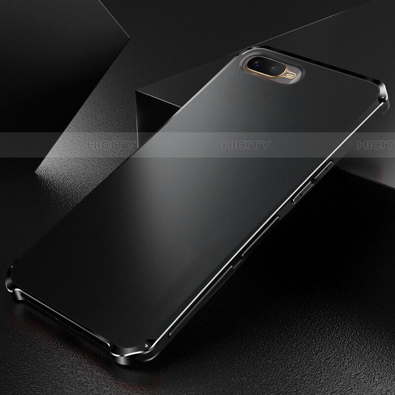 Handyhülle Hülle Luxus Aluminium Metall Tasche T01 für Oppo RX17 Neo Schwarz