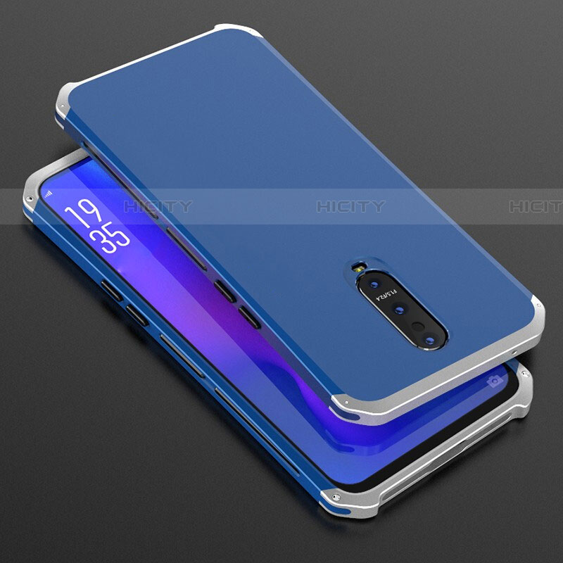 Handyhülle Hülle Luxus Aluminium Metall Tasche T01 für Oppo RX17 Pro Blau