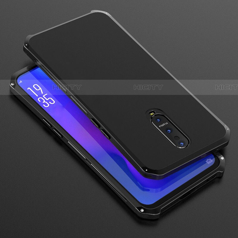 Handyhülle Hülle Luxus Aluminium Metall Tasche T01 für Oppo RX17 Pro Schwarz