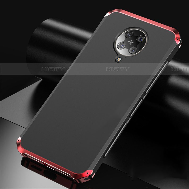 Handyhülle Hülle Luxus Aluminium Metall Tasche T01 für Xiaomi Redmi K30 Pro 5G Rot und Schwarz Plus