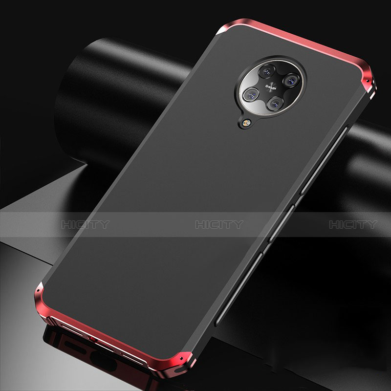 Handyhülle Hülle Luxus Aluminium Metall Tasche T01 für Xiaomi Redmi K30 Pro Zoom Rot und Schwarz Plus