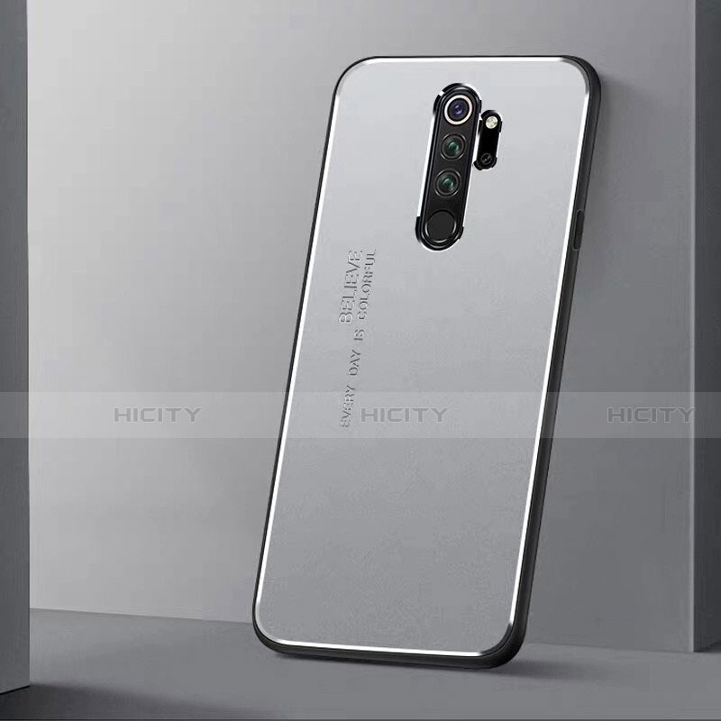 Handyhülle Hülle Luxus Aluminium Metall Tasche T01 für Xiaomi Redmi Note 8 Pro Silber