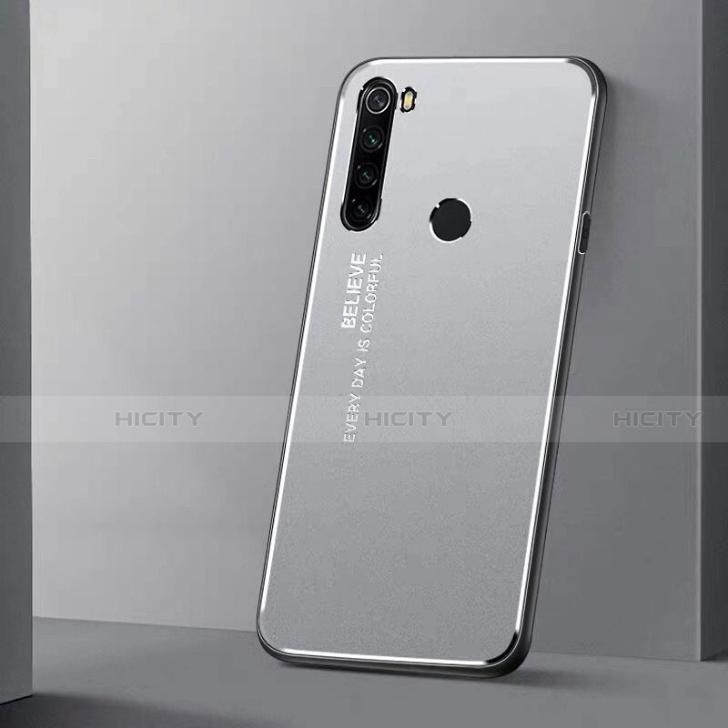 Handyhülle Hülle Luxus Aluminium Metall Tasche T01 für Xiaomi Redmi Note 8 Silber