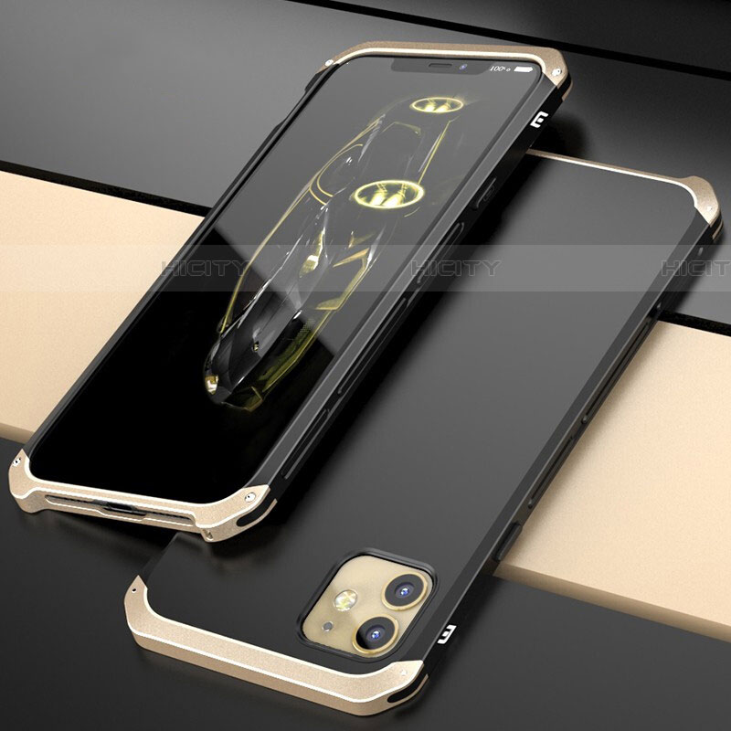 Handyhülle Hülle Luxus Aluminium Metall Tasche T02 für Apple iPhone 11 Gold