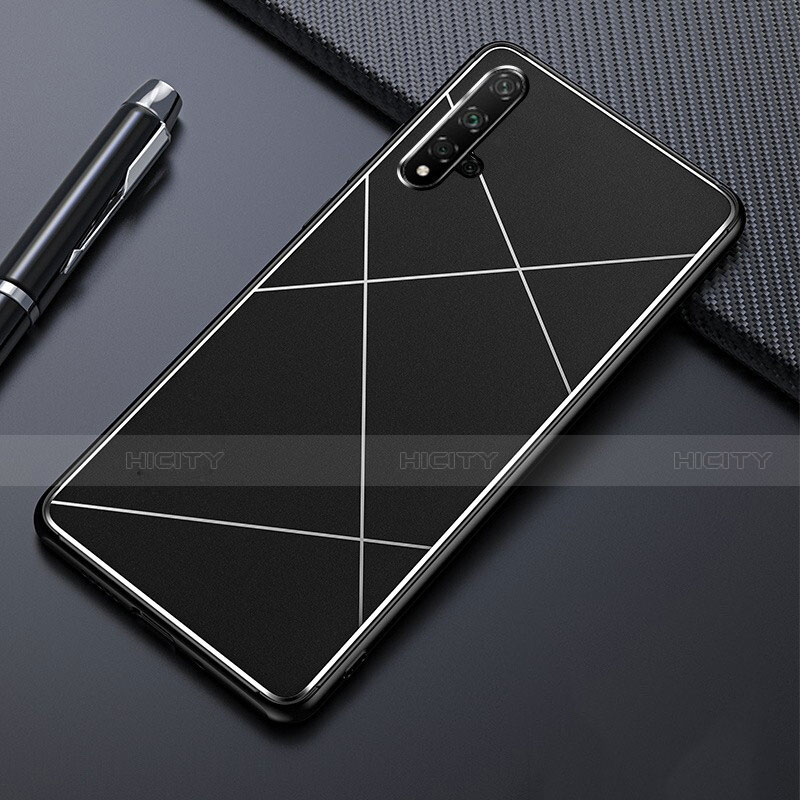 Handyhülle Hülle Luxus Aluminium Metall Tasche T02 für Huawei Honor 20 Schwarz