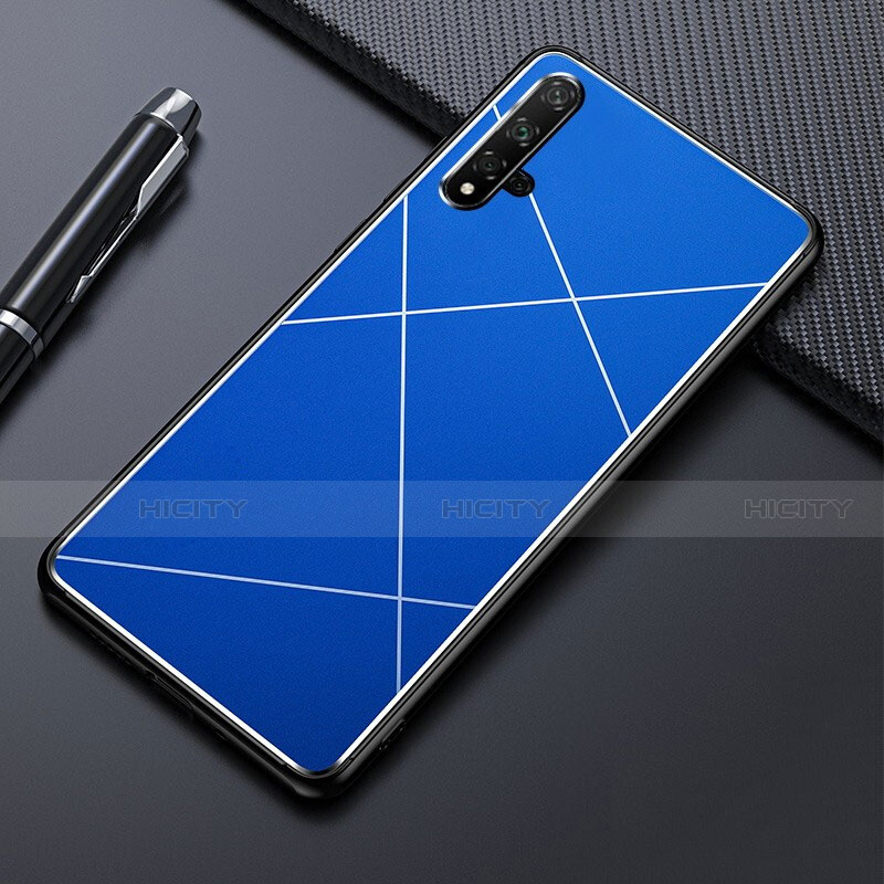 Handyhülle Hülle Luxus Aluminium Metall Tasche T02 für Huawei Honor 20S Blau Plus