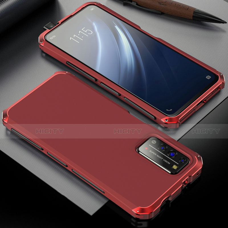 Handyhülle Hülle Luxus Aluminium Metall Tasche T02 für Huawei Honor X10 5G Rot