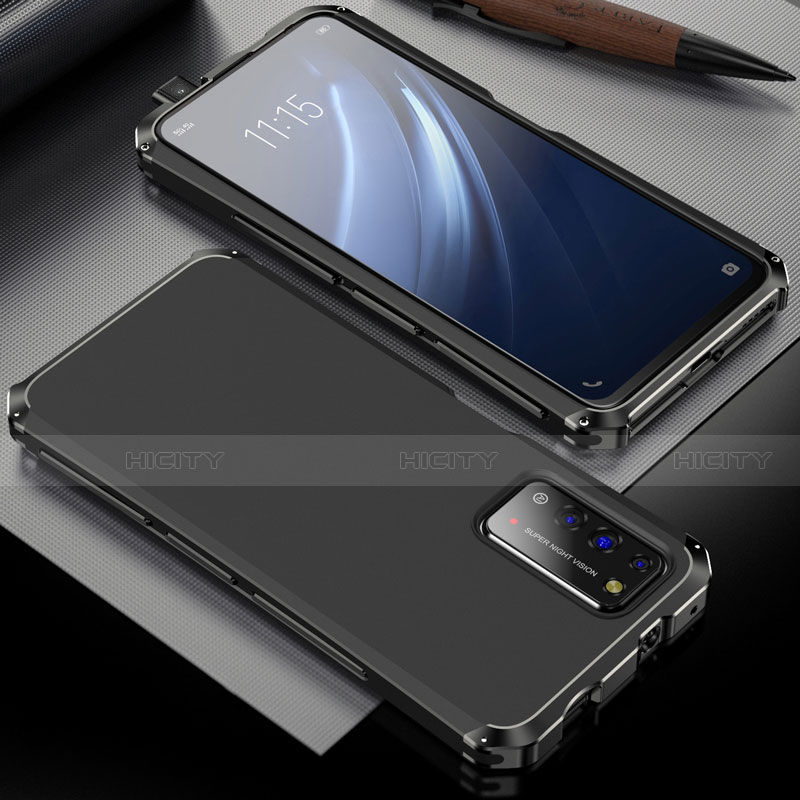 Handyhülle Hülle Luxus Aluminium Metall Tasche T02 für Huawei Honor X10 5G Schwarz