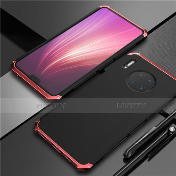 Handyhülle Hülle Luxus Aluminium Metall Tasche T02 für Huawei Mate 30 Pro Rot und Schwarz