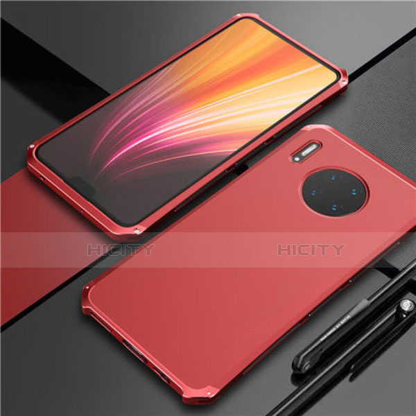 Handyhülle Hülle Luxus Aluminium Metall Tasche T02 für Huawei Mate 30E Pro 5G Rot