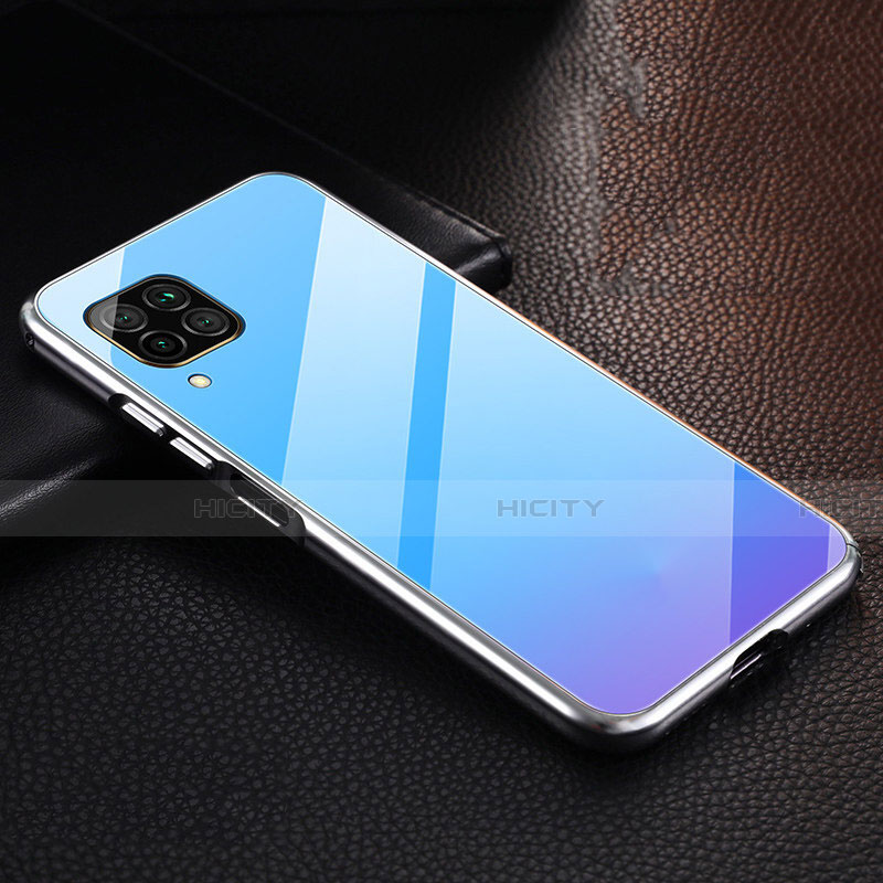 Handyhülle Hülle Luxus Aluminium Metall Tasche T02 für Huawei Nova 7i Hellblau