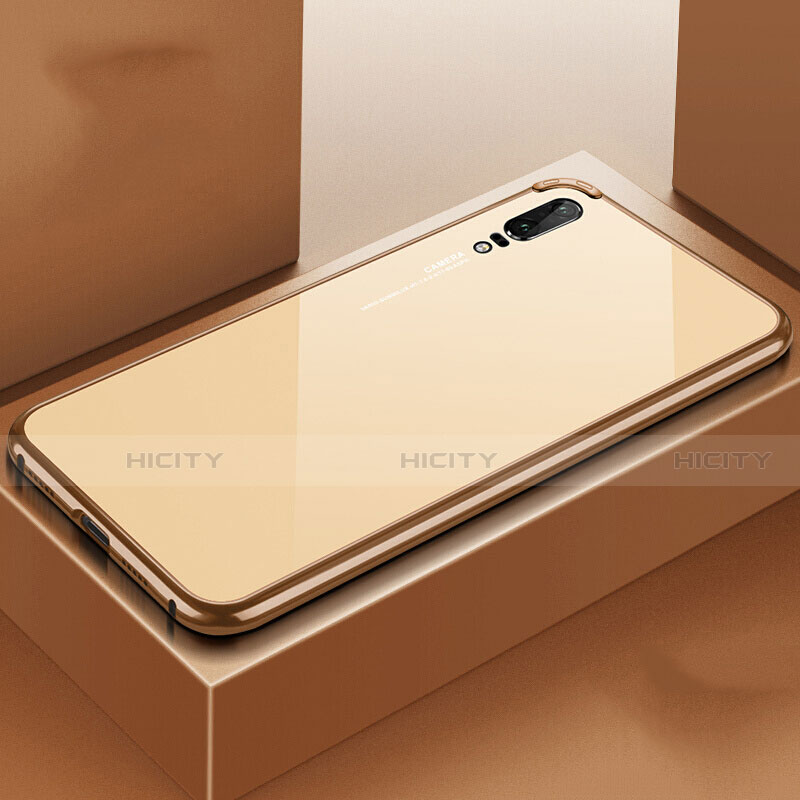 Handyhülle Hülle Luxus Aluminium Metall Tasche T02 für Huawei P20 Gold Plus