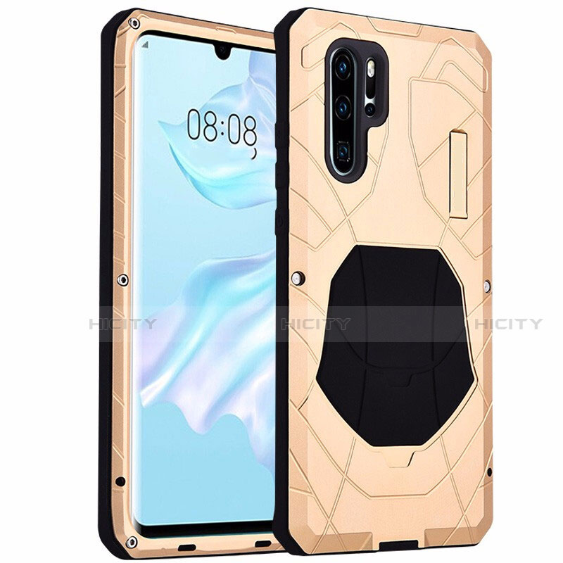 Handyhülle Hülle Luxus Aluminium Metall Tasche T02 für Huawei P30 Pro Gold