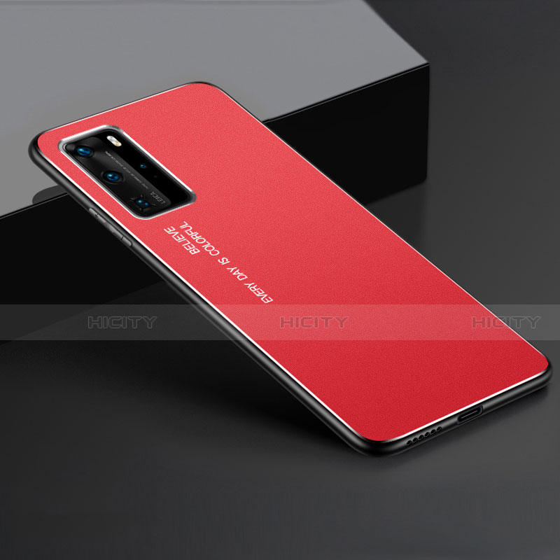 Handyhülle Hülle Luxus Aluminium Metall Tasche T02 für Huawei P40 Pro Rot